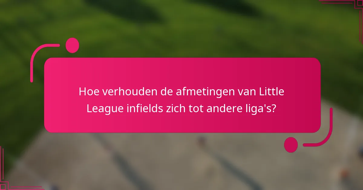 Hoe verhouden de afmetingen van Little League infields zich tot andere liga's?