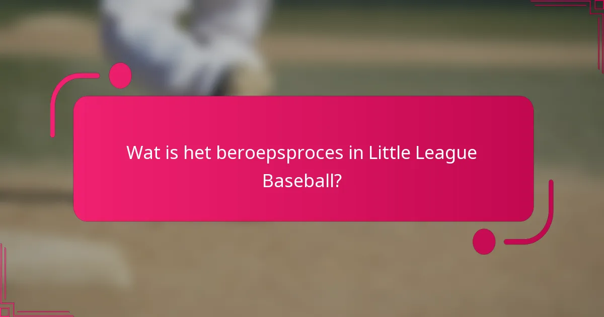 Wat is het beroepsproces in Little League Baseball?