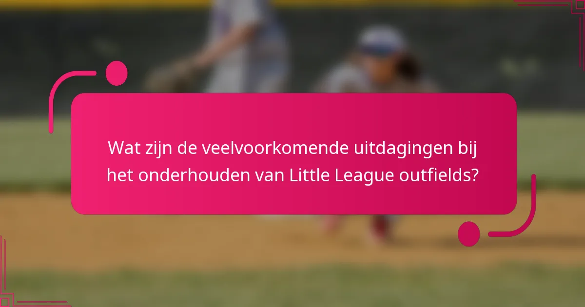 Wat zijn de veelvoorkomende uitdagingen bij het onderhouden van Little League outfields?